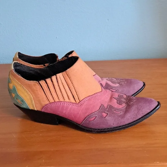 Circle S Brand Western Suede Shoes Colorful Size 7.5M - Picture 5 of 7